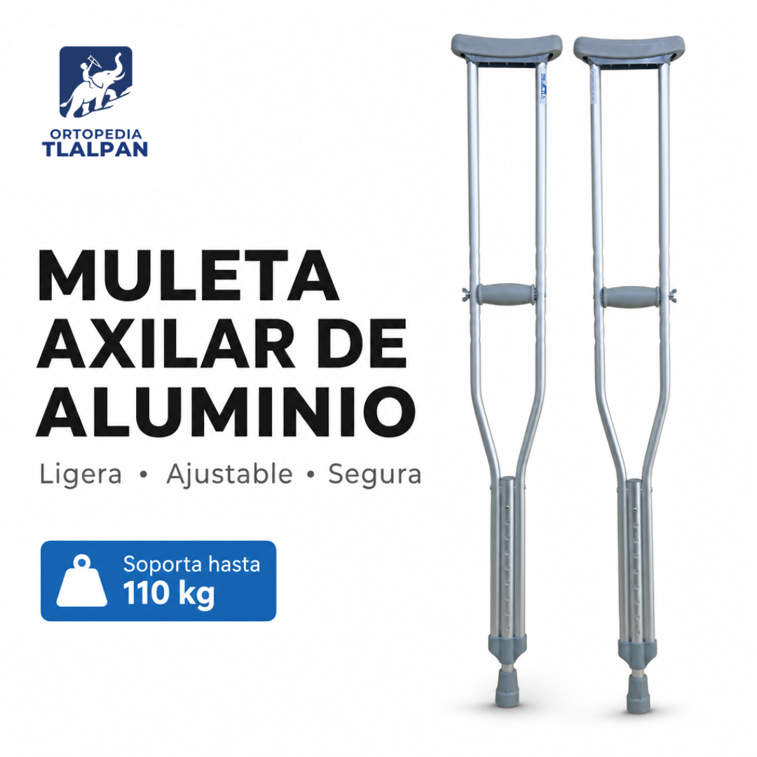 Muleta Axilar de Aluminio Importada Elefante Ajustable | Soporte y Seguridad para Caminar