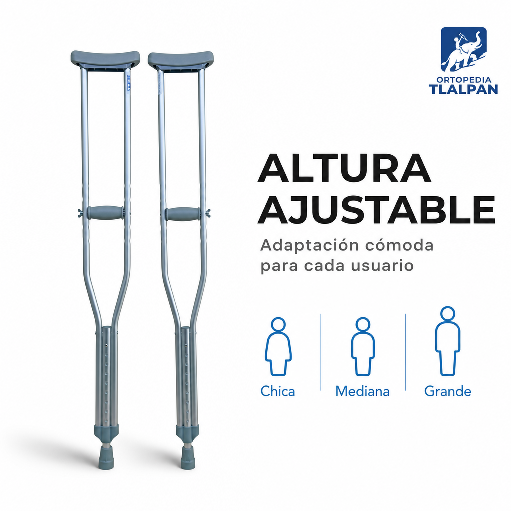 Muleta Axilar de Aluminio Importada Elefante Ajustable | Soporte y Seguridad para Caminar