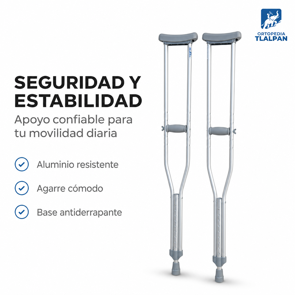 Muleta Axilar de Aluminio Importada Elefante Ajustable | Soporte y Seguridad para Caminar