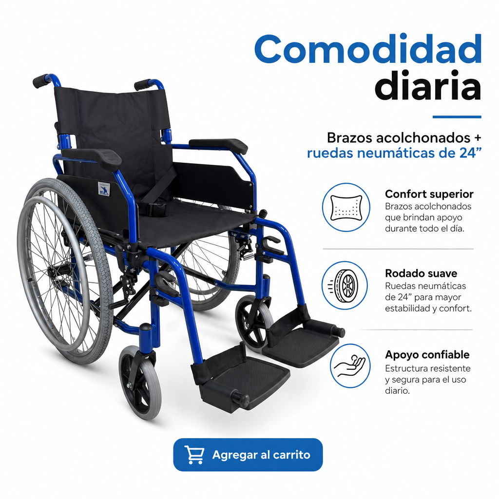 Silla de ruedas aluminio Elefante | Ligera, plegable y económica hasta 110kg
