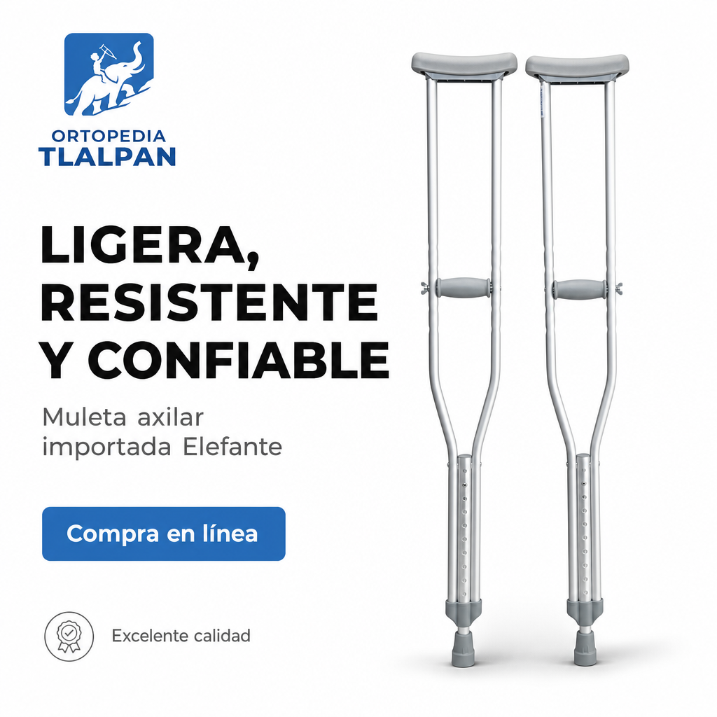 Muleta Axilar de Aluminio Importada Elefante Ajustable | Soporte y Seguridad para Caminar