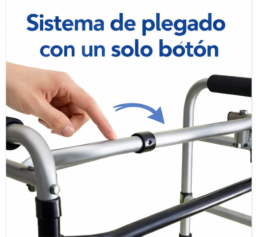Andadera de Aluminio Económica Plegable Ajustable | Soporta 90kg con Gomas Antiderrapantes