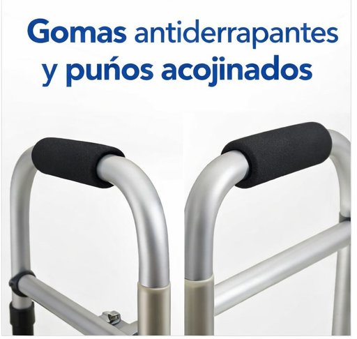 Andadera de Aluminio Económica Plegable Ajustable | Soporta 90kg con Gomas Antiderrapantes