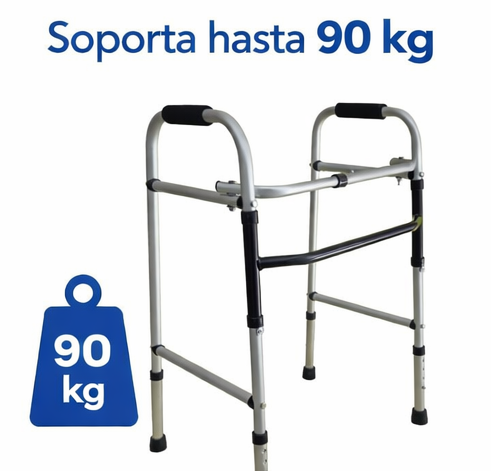 Andadera de Aluminio Económica Plegable Ajustable | Soporta 90kg con Gomas Antiderrapantes