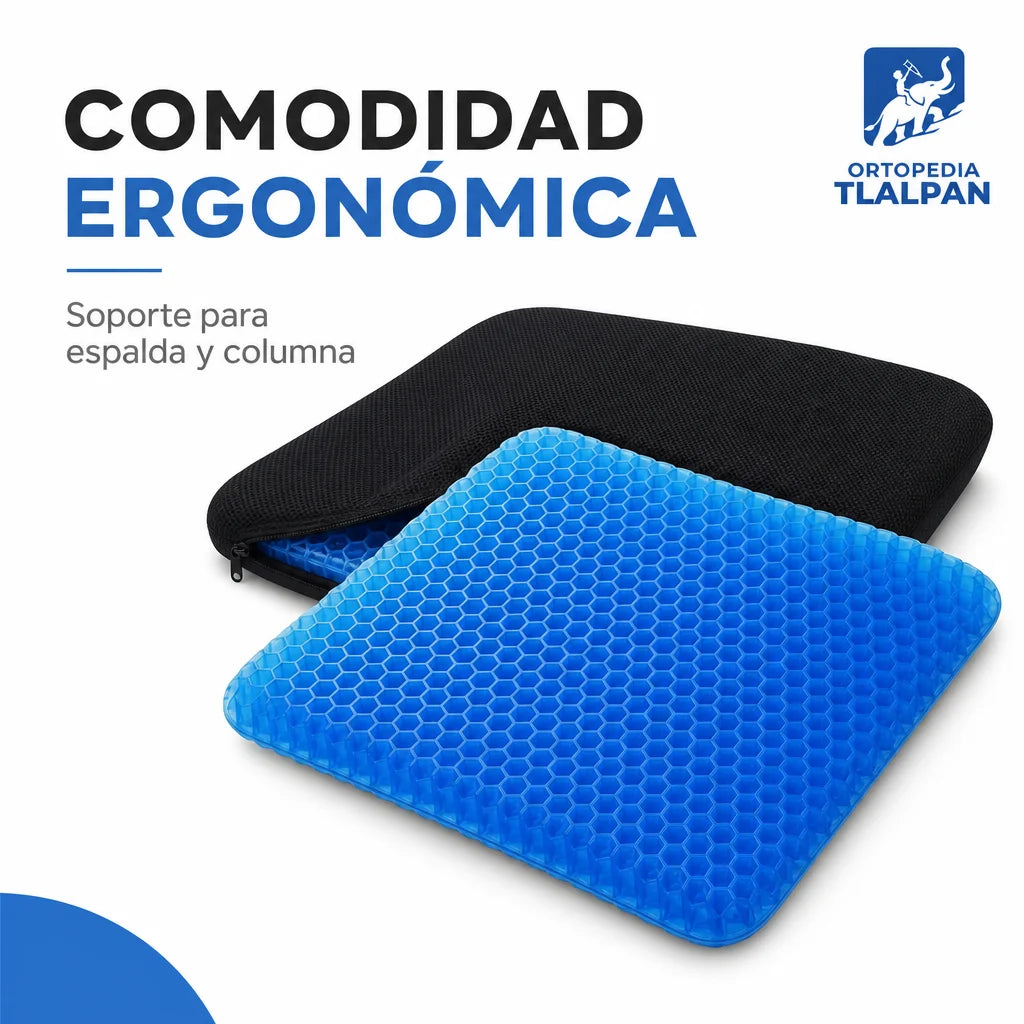 Cojín Ortopédico de Gel Ergonómico para Silla | Soporte para Espalda y Columna