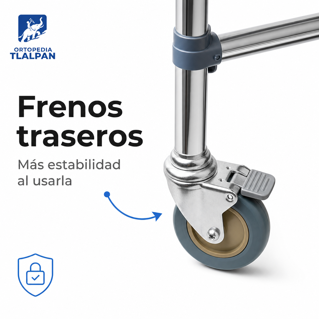 Silla Cómodo con Ruedas Plegable Cromada | Silla Sanitaria Ortopédica para Baño y Traslado