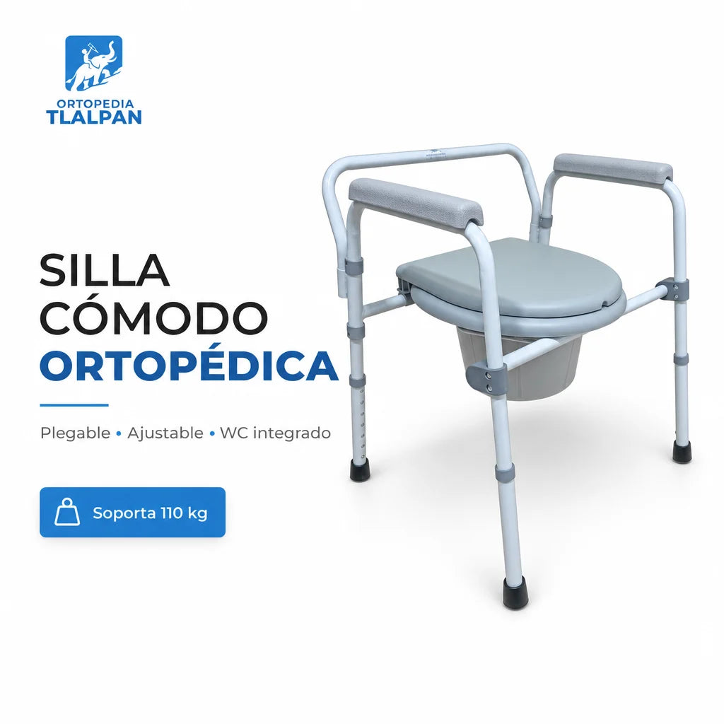 Silla Cómodo Ortopédica Plegable Económica con Altura Ajustable y WC Integrado