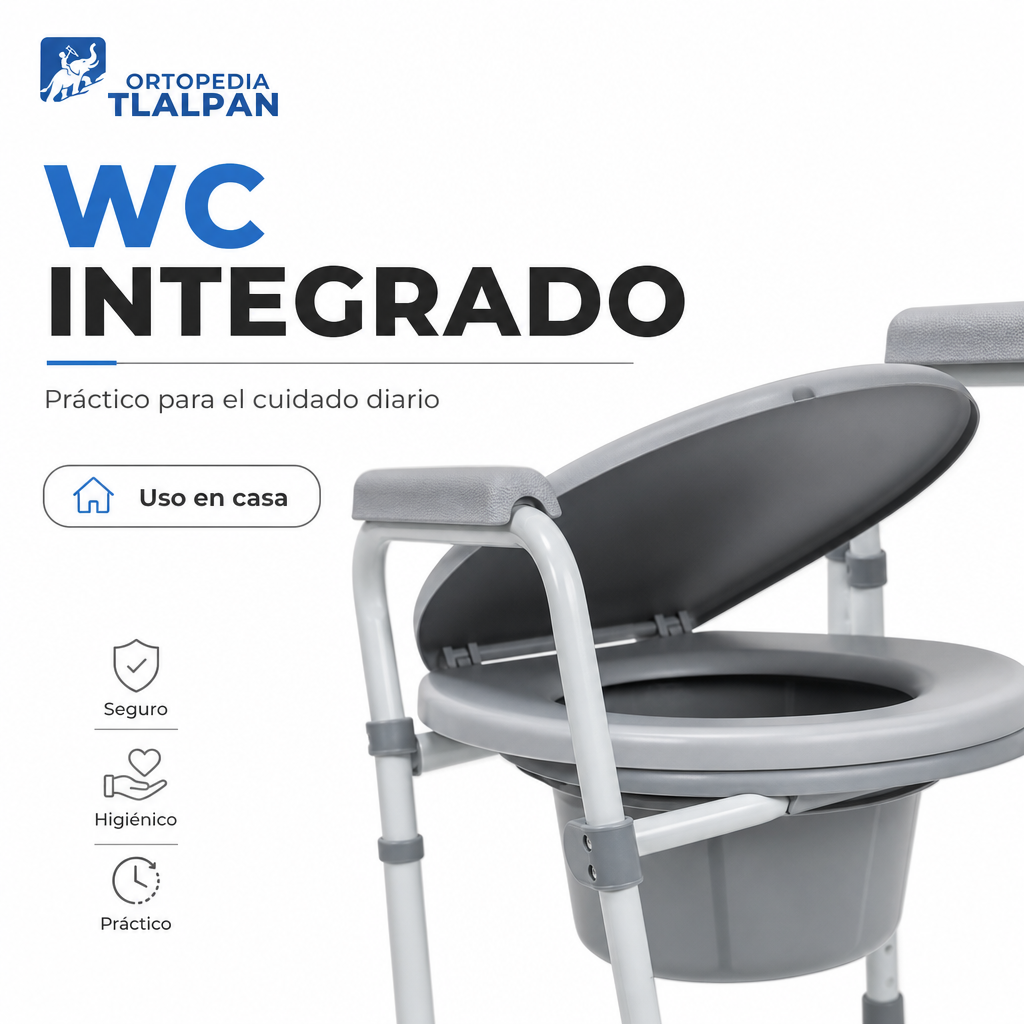 Silla Cómodo Ortopédica Plegable Económica con Altura Ajustable y WC Integrado