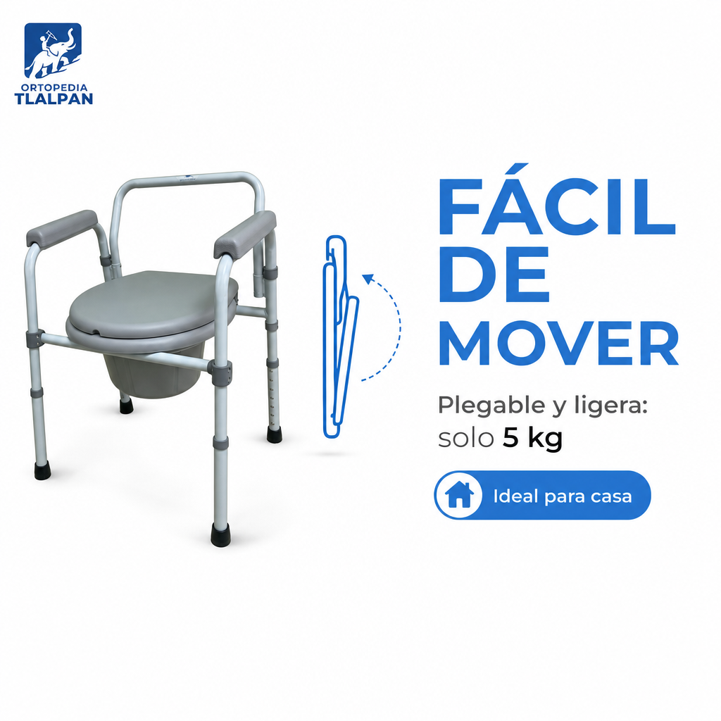 Silla Cómodo Ortopédica Plegable Económica con Altura Ajustable y WC Integrado