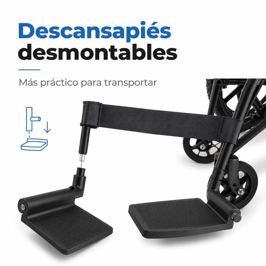 Silla de ruedas Todo terreno Elefante | Silla de ruedas de acero resistente con Ruedas Neumáticas 24" para uso diario hasta 110kg