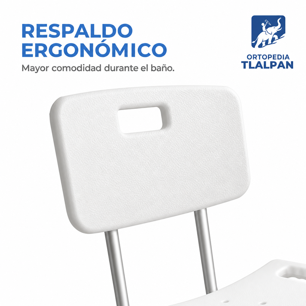 Silla para Ducha con Respaldo de Aluminio Ajustable Ortopédica