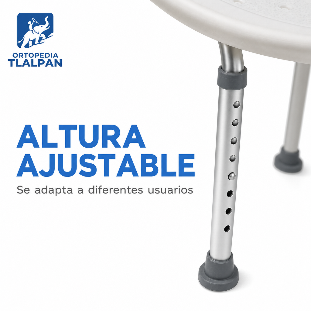 Silla para Ducha con Respaldo de Aluminio Ajustable Ortopédica