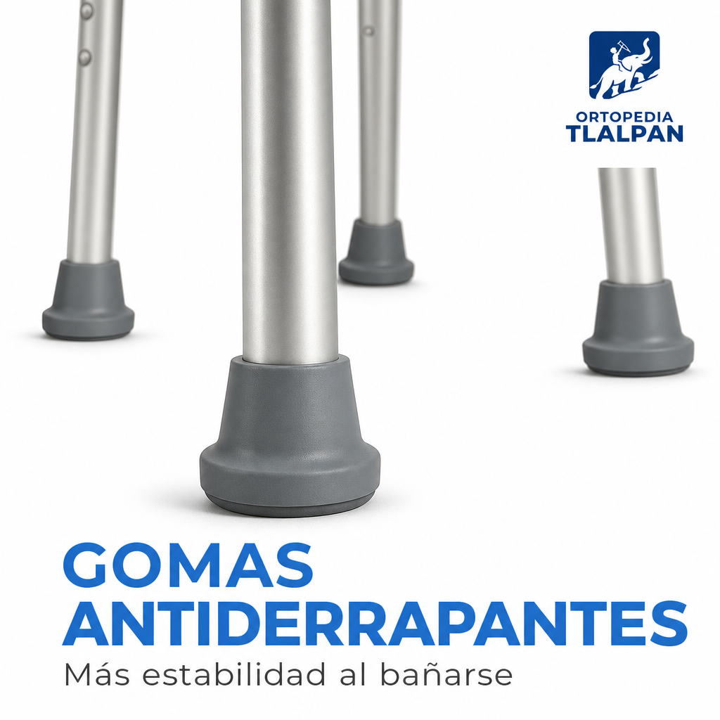 Silla para Ducha con Respaldo de Aluminio Ajustable Ortopédica